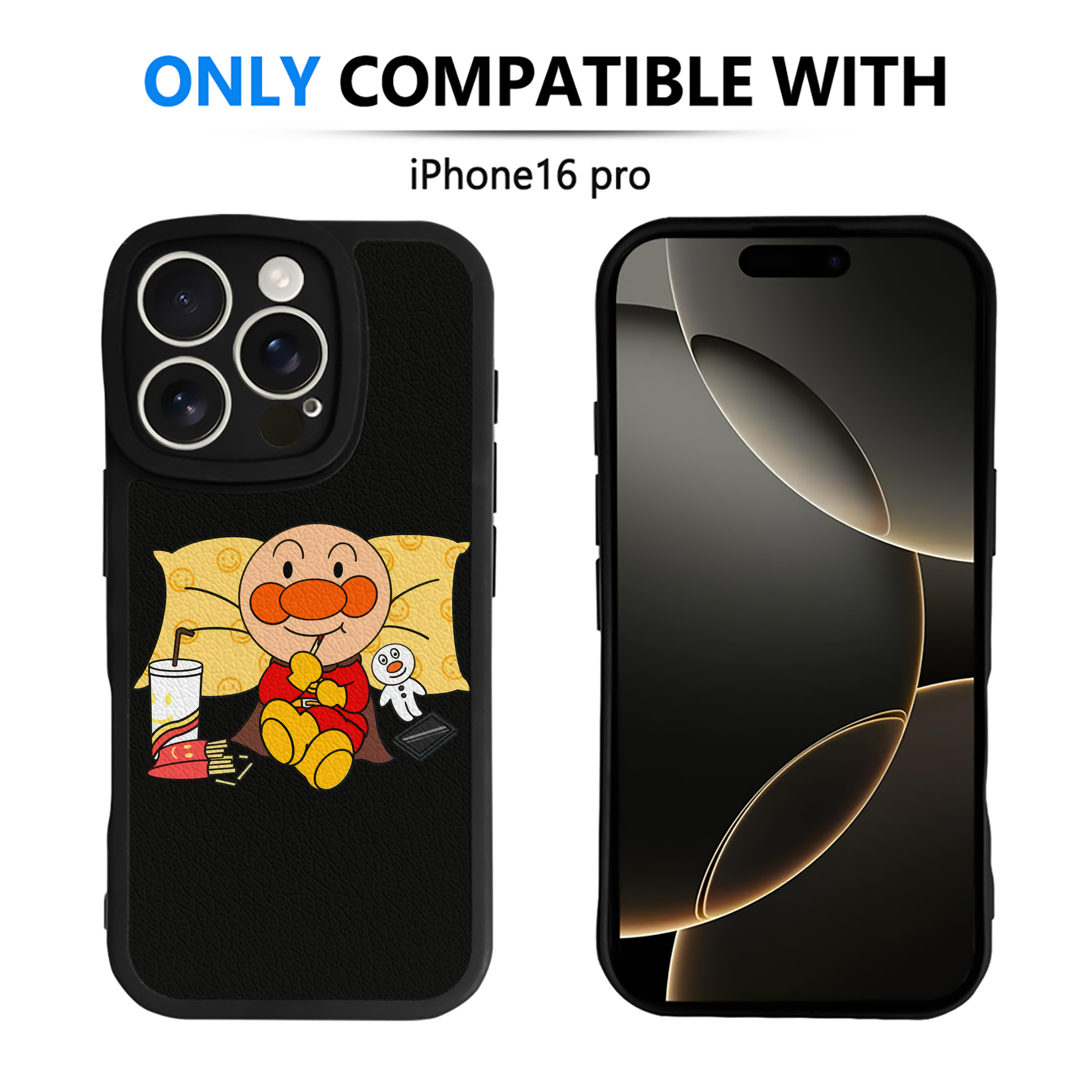 （画像用） アンパンマン Anpanman 【iPhone 16シリーズ対応】シリコンスマホケース（レザー調） 材質：シリコン